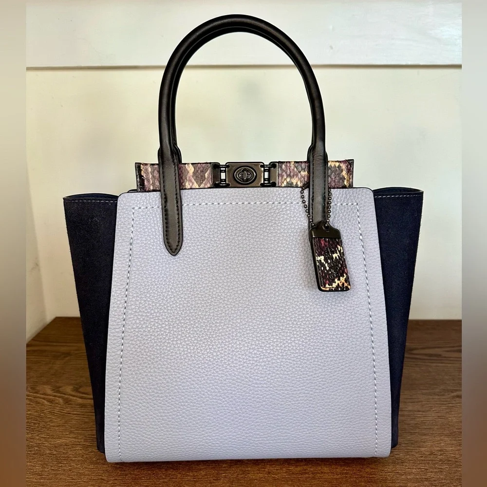 Coach 1941 Troupe Tote In Colorblock With Snakeskin Detail Pewter/Mist Multi - Picture 1 of 12